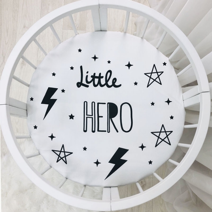 Husa saltea rotunda patut bebe copii cu elastic, Little hero (1)